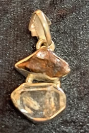 925 Sterling Silver Herkimer Diamond &  Meteorite Pendant