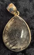 925 Sterling Silver Black Rutilated Rutilated Quartz Pendant