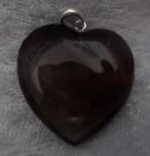 Smoky Quartz Puffy Heart Pendant with Sterling Silver Bail