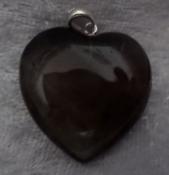 Smoky Quartz Puffy Heart Pendant with 925 Sterling Silver Clasp 