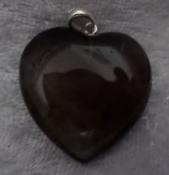 Smoky Quartz Puffy Heart Pendant with 925 Sterling Silver Clasp 