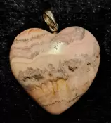 Rhodochrosite Puffy Heart Pendant with a Sterling Silver Bail