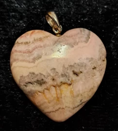 Rhodochrosite Puffy Heart Pendant with a Sterling Silver Bail