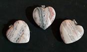 Rhodochrosite Puffy Heart Pendant with 925 Sterling Silver Clasp - (25mm)