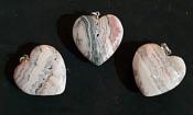 Rhodochrosite Puffy Heart Pendant with 925 Sterling Silver Clasp - (25mm)