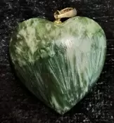 Seraphinite Puffy Heart Pendant with Sterling Silver Bail