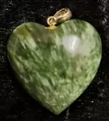 Seraphinite Puffy Heart Pendant with Sterling Silver Bail