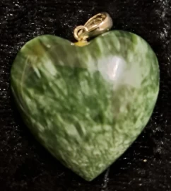 Seraphinite Puffy Heart Pendant with Sterling Silver Bail