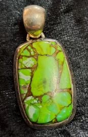 925 Sterling Silver Green Mohave Turquoise Pendant
