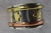 Sterling Silver 925 Spiritual Meditation Band Spinning Ring - Stars