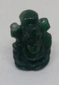 Small Hand Carved Green Mica Zade Ganesh (Elephant God) - 2.5cm (1 inch)