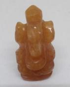 Small Hand Carved Peach Aventurine Ganesh (Elephant God) - 2.5cm (1 inch)