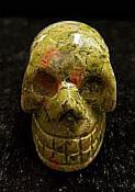 Hand Carved Unakite Jasper Skull