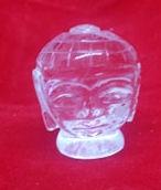 Hand Carved Clear Quartz Buddha Head 