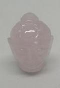 Hand Carved Rose Quartz Buddha Head 