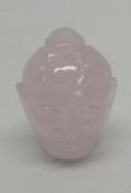 Hand Carved Rose Quartz Buddha Head 