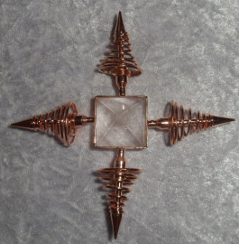 Rose Gold Coloured Metal & Clear Quartz Energy Generator