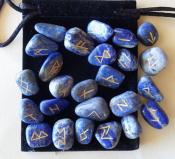 25 Piece Futhark Lapis Lazuli Gemstone Rune Set
