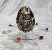 Polished Pyrite Egg with Crystals 