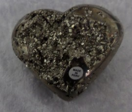 Large Polished Pyrite Puffy Heart with Crystals 