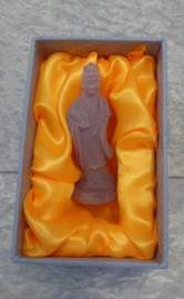 Quan Yin Holding Child Statue - Frosted Purple